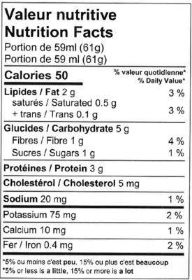 Valeur nutritive des repas pour bébé au bœuf parmentier de la marque la mère poule.