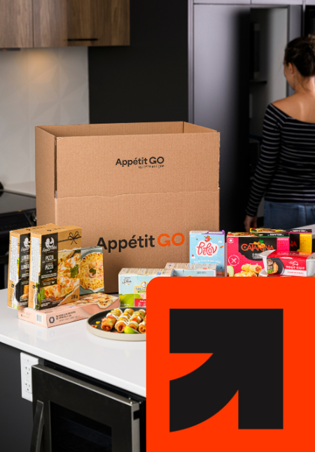 Photo d'une boite d'épicerie, livrée par Appétit Go.